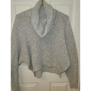 Sincerely Jules Gray Cowl Neck Cropped Sweater Raglan Sleeve Sz Sm Comfort Chic